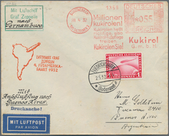 Deutsches Reich - Weimar: 1932. LZ 127/. 4. SAF 1932. Seltene Freistempler/Marken-Mischfrankatur (Ku - Other & Unclassified