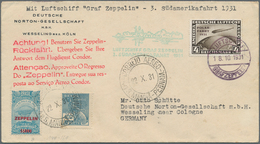 Deutsches Reich - Weimar: 1931, 4 RM ZEPPELIN-Polarfahrt Auf Zeppelin-Brief 3. SA-Fahrt Mit Bordstem - Other & Unclassified