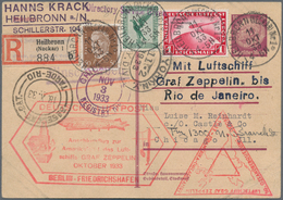 Deutsches Reich - Weimar: 1933, 1 RM ZEPPELIN-Chicagofahrt MiF Auf 15 Pf Hindenburg R-Ganzsachenkart - Altri & Non Classificati