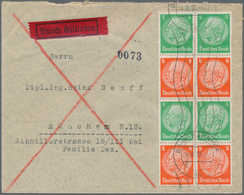 Deutsches Reich - 3. Reich: 1935, 5 Und 8 Pf Senkr. Zdr Im 8er-Block Auf ROHRPOST-Brief In MÜNCHEN, - Covers & Documents