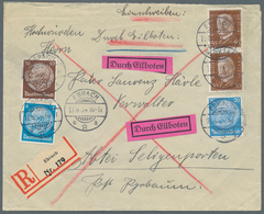 Deutsches Reich - 3. Reich: 1934, 4, 10, 20 U. 2 X 50 Pf Freimarken Hindenburg, Portogerechte MiF Au - Lettres & Documents