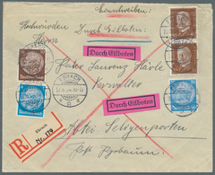 Deutsches Reich - 3. Reich: 1934, 4, 10, 20 U. 2 X 50 Pf Freimarken Hindenburg, Portogerechte MiF Au - Cartas & Documentos