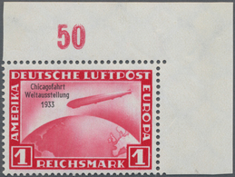 Deutsches Reich - 3. Reich: 1933. Chicagofahrt 1 RM Als Ungefaltete, Postfrische Bogenecke Oben Rech - Storia Postale