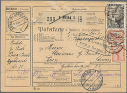 Deutsches Reich - 3. Reich: 1934, 4 RM ZEPPELIN-Chicagofahrt In MiF Vorder- U. Rückseitigauf Paketka - Storia Postale