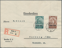 Deutsches Reich - 3. Reich: 1933, 5 + 15 Pf Und 50 + 150 Pf Marken Aus Nothilfeblock, Mischfrankatur - Brieven En Documenten