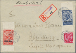 Deutsches Reich - 3. Reich: 1933, 10+30 Pf Und 20+60 Pf Jeweils Aus Block 2 Mit Randteilen In MiF Mi - Cartas & Documentos