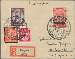 Deutsches Reich - 3. Reich: 1933, 10 + 30 Pf Dkl'zinnober Marke Aus Nothilfe-Block, Zusammen Mit 3 W - Covers & Documents