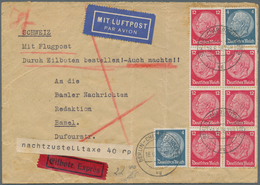 Deutsches Reich - 3. Reich: 1938, 7x 12 Pfg. Und 2x 4 Pfg. Hindenburg Auf Eilboten-Luftpost-Brief Vo - Brieven En Documenten