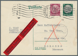 Deutsches Reich - 3. Reich: 1939, 11.2., Hindenburg 65 Pfg MiF Auf Eilkarte Mit Rollstempel HAMBURG - Covers & Documents