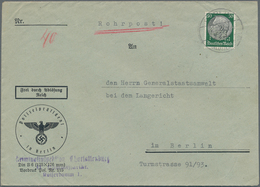 Deutsches Reich - 3. Reich: 1939, 50 Pf Hindenburg Mit POL-Lochung Auf Dienstbrief Mit ROHRPOST In B - Brieven En Documenten
