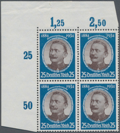 Deutsches Reich - 3. Reich: 1934, Kolonialforscher 25 Pfg. Als Eckrand-Viererblock Oben Links, Falz - Covers & Documents