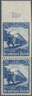 Deutsches Reich - 3. Reich: 1935, 25 Pf. "100 Jahre Eisenbahn" Im Senkrechten Paar, Dabei DREISEITIG - Brieven En Documenten