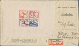 Deutsches Reich - 3. Reich: 1936, Olympische Spiele Berlin, Block-Paar, Jeweils Einzeln Auf Zwei Ein - Briefe U. Dokumente