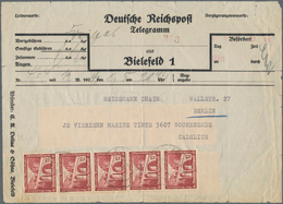 Deutsches Reich - 3. Reich: 1937, Reichspost-Telegramm Aus BIELEFELD Mit Sehr Seltener Mehrfachfrank - Brieven En Documenten