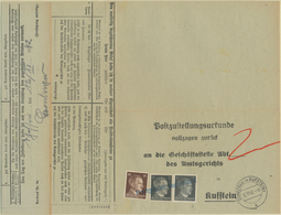 Deutsches Reich - 3. Reich: 1942: Hitler 10 Pfg Und 1 Pfg (2x) Auf Postzustellungsurkunde Von Kufste - Briefe U. Dokumente