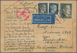 Deutsches Reich - 3. Reich: 1943, Hitler 1 RM MiF Mit 1 Und 4 Pf Desgleichen Auf Portogerechter Luft - Lettres & Documents