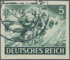 Deutsches Reich - 3. Reich: 1943, 5+4 Pfg. Kradfahrer Als Ungezähnter Einzelwert, Gebraucht Aber Uns - Covers & Documents