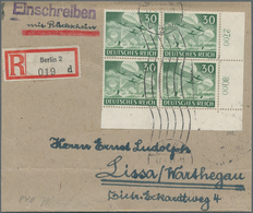 Deutsches Reich - 3. Reich: 1944, 30 Pf Wehrmacht Im Eckrand-4er-Block Als Seltene Portorichtige MeF - Lettres & Documents