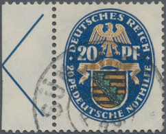 Deutsches Reich - Zusammendrucke: 1925, Halbes X+20 Pf Wappen Dunkelblau Sauber Gestempelt, Tadellos - Se-Tenant