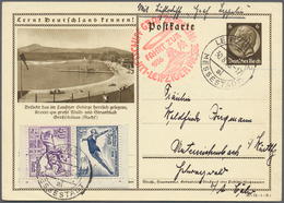 Deutsches Reich - Zusammendrucke: Olympiade 1936 (Bl. 5), Block-Zusammendruck Portogerecht (MiF 50 P - Se-Tenant