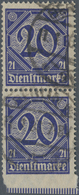 Deutsches Reich - Dienstmarken: 1920, 20 Pf. Violettblau Als Gebrauchtes Senkrechtes Paar Mit Der Un - Service