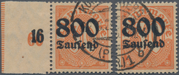 Deutsches Reich - Dienstmarken: 1923, 800 Tsd. Auf 30 Pfg. Mit Wz. Rauten, 2 Sauber Gestempelte Prac - Oficial