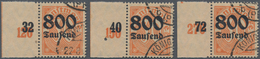Deutsches Reich - Dienstmarken: 1923, 800 Tsd. Auf 30 Pfg. Mit Wz. Rauten, Drei Sauber Gestempelte S - Service