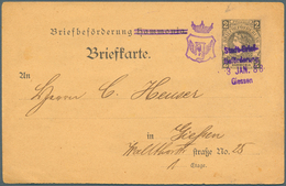 Deutsches Reich - Privatpost (Stadtpost): GIESSEN : Postkarte 2 Pf. Der Hammonia Hamburg Mit Links A - Postes Privées & Locales