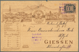 Deutsches Reich - Privatpost (Stadtpost): GIESSEN : Portomarke 0,10 Mark Gezähnt Mit Viol. L4 „Stadt - Privatpost
