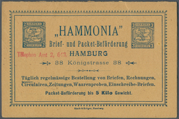 Deutsches Reich - Privatpost (Stadtpost): PP Hamburg Hammonia 4-fach Klappkarte Mit Werbung, Dem Add - Posta Privata & Locale