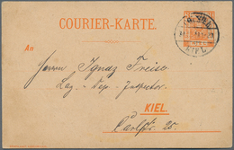 Deutsches Reich - Privatpost (Stadtpost): KIEL - Stadtpost-Courier: 1899, 3 Pf Orange Ganzsachenkart - Correos Privados & Locales