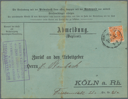 Deutsches Reich - Privatpost (Stadtpost): Köln 1892 2 Pfennig Orange Auf Einem Duplikat Einer Abmeld - Privatpost
