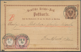 Deutsches Reich - Ganzsachen: 1873, GA-Karte ½ Gr Mit Großer Schild 2½ Gr. Und 1 Gr. Verwendet Als P - Otros & Sin Clasificación