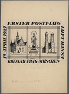 Deutsches Reich - Privatganzsachen: 1927. Entwurf Für Den Zudruck "19. April 1927 / Erster Postflug - Altri & Non Classificati