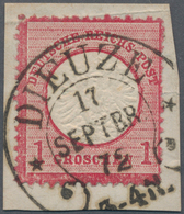 Deutsches Reich - Hufeisenstempel: DIEUZE 17 SEPBR 72 Auf Briefstück Mit Großer Schild 1 Gr. Karmin - Maschinenstempel (EMA)