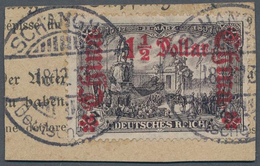 Deutsche Post In China: 1913 (8.12.), "1 1/2 Dollar Auf 3 Mark" (Friedensdruck, 26:17 Zähnungslöcher - Cina (uffici)