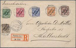 Deutsche Post In Marokko: 1899, 3 C Auf 3 Pf Bis 60 C Auf 50 Pf Einzeln Entwertet Mit K2 MAZAGAN 190 - Marruecos (oficinas)