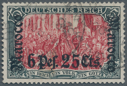 Deutsche Post In Marokko: 1905, 6 Pes. 25 C. Auf 5 Mark Grünschwarz/dunkelkarmin Zart Entwertet "MOG - Marruecos (oficinas)