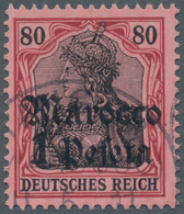 Deutsche Post In Marokko: 1911, 1 P Auf 80 Pf Dkl'rötlichkarmin/schwarz Auf Mattrosarot Entwertet Mi - Marruecos (oficinas)