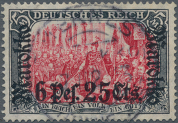 Deutsche Post In Marokko: 1911, Freimarke 6 P 25 C Auf 5M Schwarz/dunkelkarmin, Als Seltener Ministe - Marruecos (oficinas)