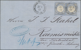 Deutsche Post In Der Türkei - Vorläufer: 1872 (31/1), 2 Gr Ultramarin Im Paar Auf Brief Von Constant - Turkey (offices)