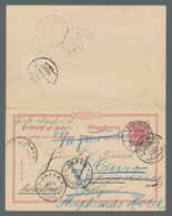 Deutsche Post In Der Türkei - Mitläufer: 1899, Noch Zusammenhängende Mitläufer-Doppelkarte, Die Den - Turkse Rijk (kantoren)