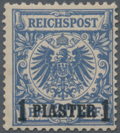 Deutsche Post In Der Türkei: 1893, 20 Pfg. Lebhaftgrauultramarin, Farbfrisches Exemplar, Oben Einige - Turkey (offices)