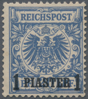 Deutsche Post In Der Türkei: 1893, 20 Pfg. Lebhaftgrauultramarin, Farbfrisches Exemplar, Oben Einige - Deutsche Post In Der Türkei