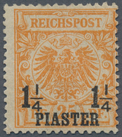 Deutsche Post In Der Türkei: 1889/1890. 1 1/4 Pia Auf 25 Pf, Seltene Erstauflage: Gelborange, Ungebr - Turquia (oficinas)