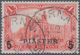 Deutsche Post In Der Türkei: 1900, 5 Piaster Auf 1 Mark Dunkelorangerot, Sauberer Mit Zwei Stempelab - Turkse Rijk (kantoren)