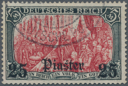 Deutsche Post In Der Türkei: 1905, 25 Pia. Auf 5 Mark Grünschwarz/dunkelkarmin Karmin Bis (bräunlich - Turkey (offices)
