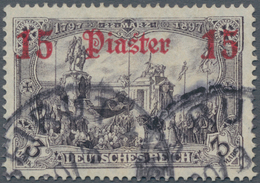 Deutsche Post In Der Türkei: 1913, 15 Pia Auf 3 Mark Schwarzbraunviolett, Gestempelte Freimarke Des - Turquia (oficinas)
