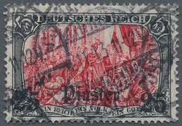 Deutsche Post In Der Türkei: 1913 (4.11.), Sogen. "Ministerdruck" (25 Piaster Auf 5 Mark Mit Stempel - Turkey (offices)