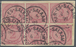Deutsch-Ostafrika - Vorläufer: 1899, 6x 2 Mark In Zwei 3er-Streifen Je Entwertet Mit K1 DAR-ES-SALAA - Deutsch-Ostafrika